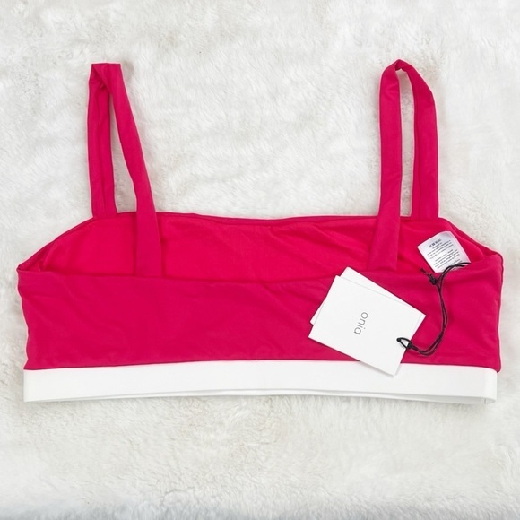 NWT Onia Zoe Tricot Bikini Top in Raspberry/White - Picture 9 of 10